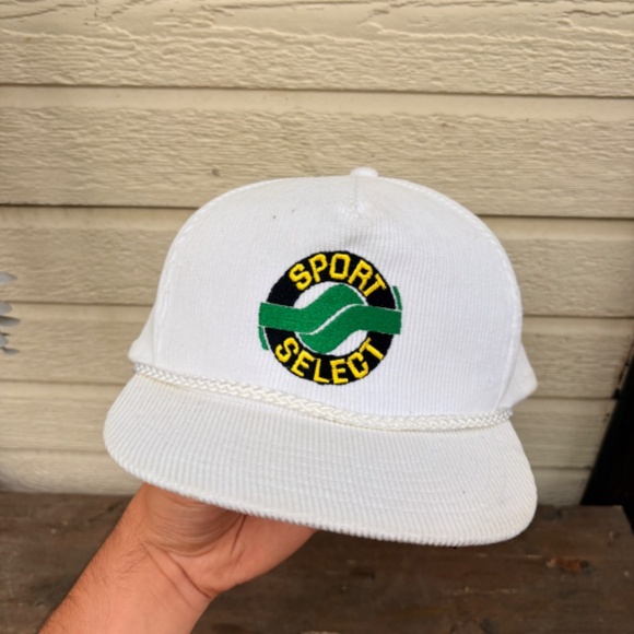 Vintage SPORTS SELECT Corduroy trucker hat snapback white - Picture 2 of 6